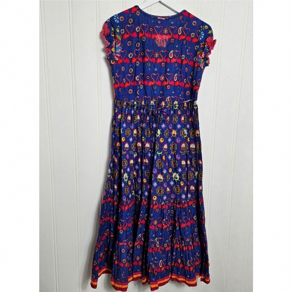 Elegant Blue and Red Midi Dress